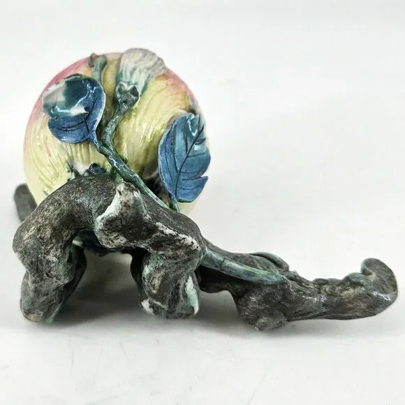 Vintage majolica porcelain unique pink magnolia flower bud blossom decor